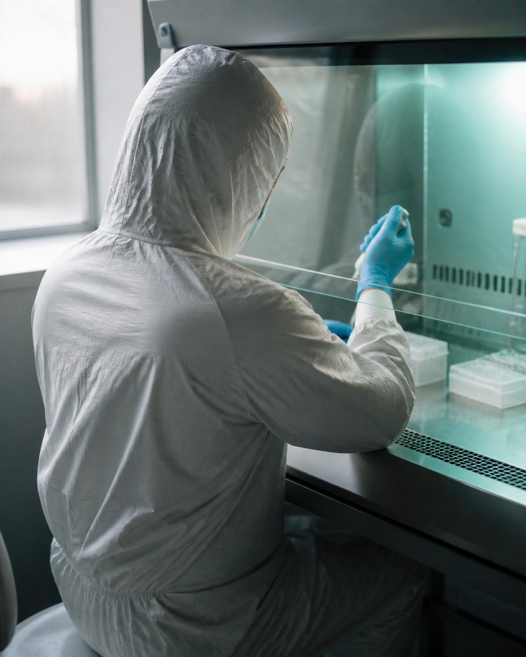 Technician working in a cleanroom